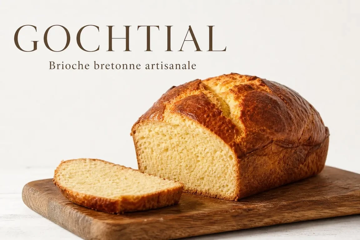 Brioche bretonne artisanale Gochtial sur une planche en bois