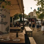 Fête de village ce week end Gers 32, place animée sous chapiteau