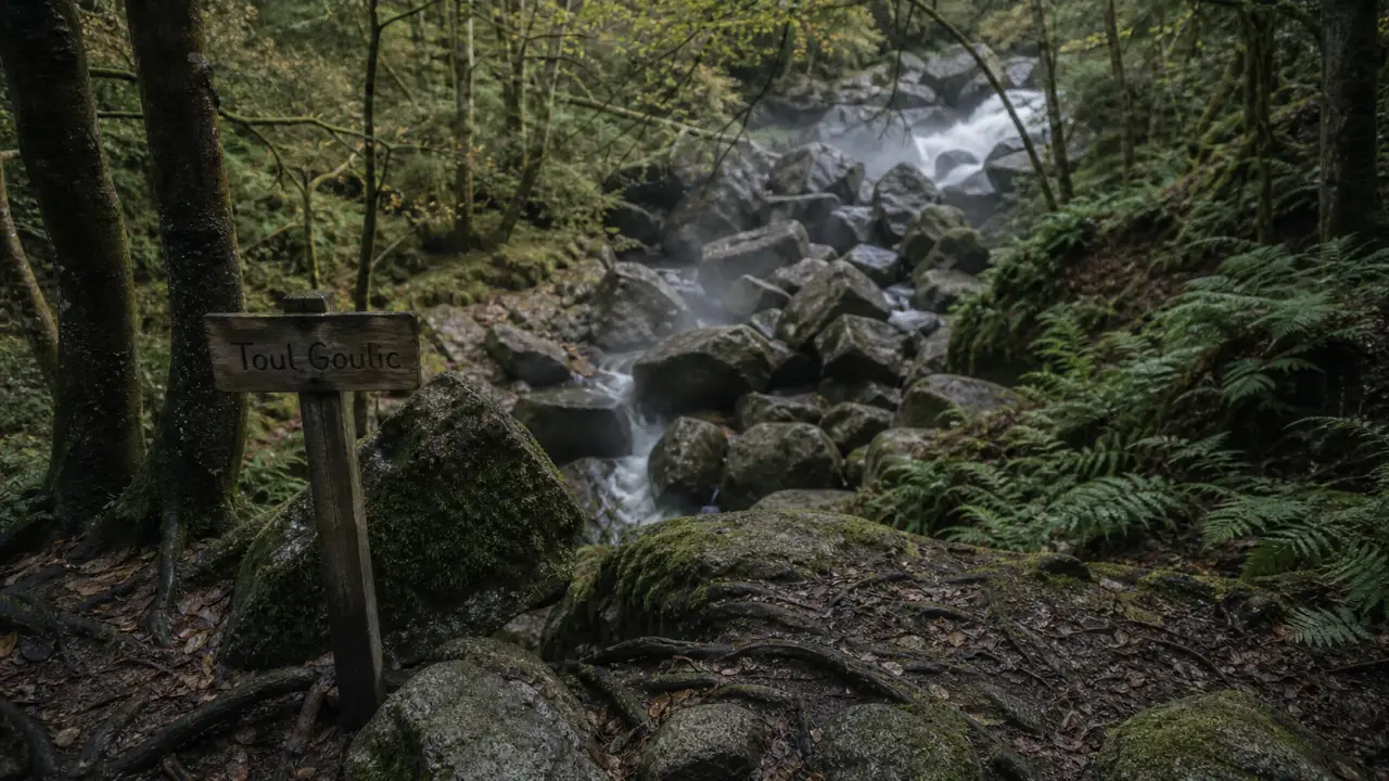 Gorges de Toul Goulic : roches granitiques et eau du Blavet sous la pierre