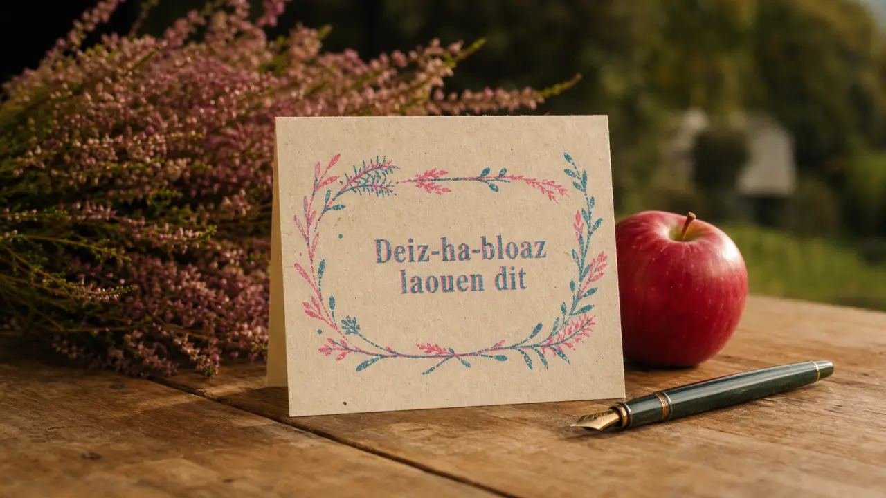 Joyeux anniversaire en breton : Deiz-ha-bloaz laouen sur carte