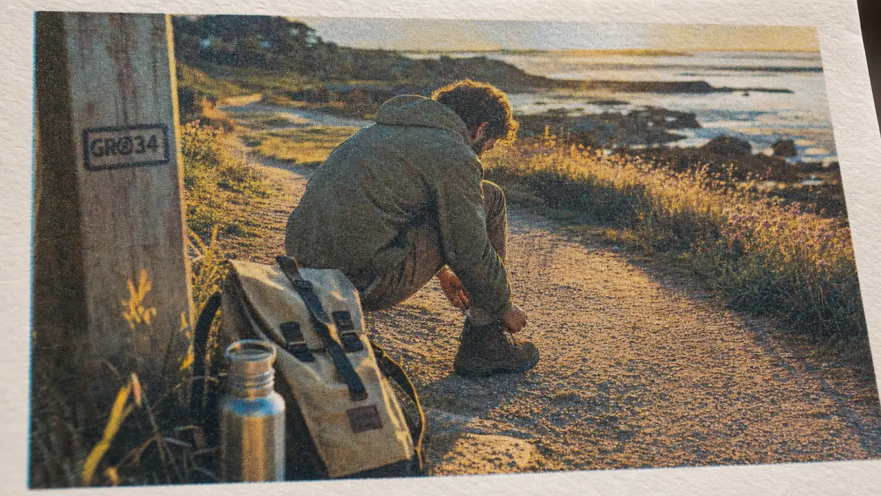 Randonnée bretagne morbihan sur le GR34, promeneur au littoral