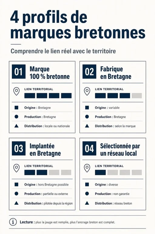 Marques bretonnes : schéma comparatif des niveaux d’ancrage local et des critères à vérifier