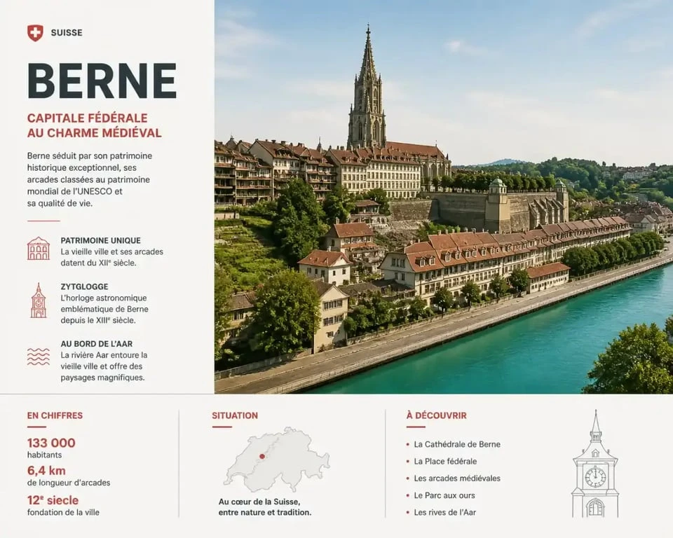 Vue panoramique de la vieille ville de Berne, incontournable à visiter
