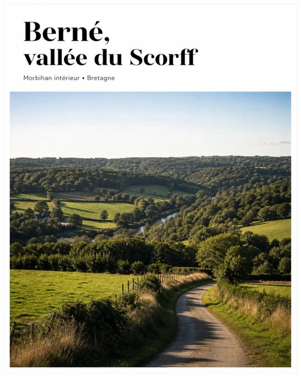 Berné Morbihan : vue panoramique des vallons boisés de la vallée du Scorff et de la forêt de Pontcallec