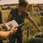 Ferme en ferme 2025 : eau à la ferme, visiteur et agricultrice