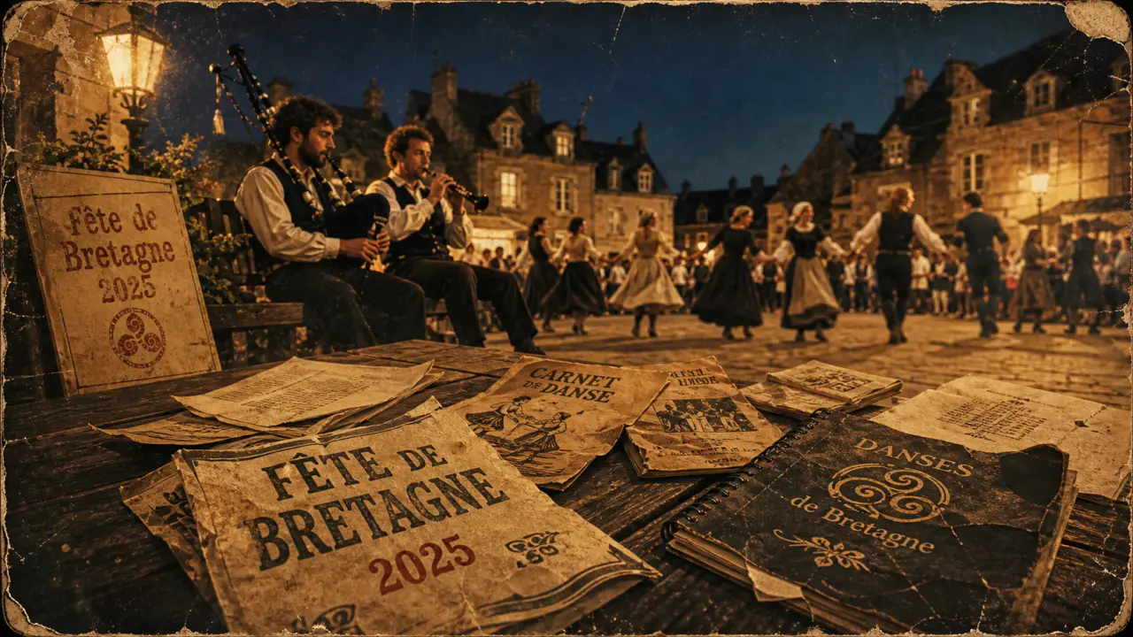 Fête de la bretagne 2025 : place bretonne en soirée, sonneurs et cercle de danse