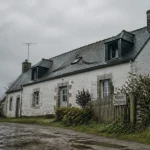 Maison typique bretonne en granit et ardoise, longère bretonne