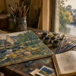 Atelier des peintres pont aven à Pont-Aven : toile, pinceaux et pigments