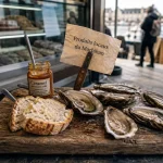 Produits locaux morbihan : huîtres et beurre salé sur un marché du Morbihan