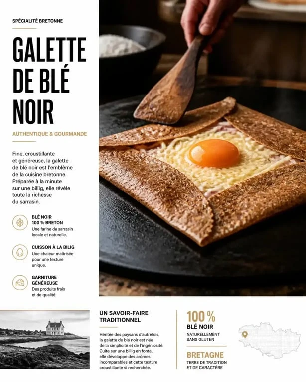 Galette de blé noir préparée dans une crêperie du Morbihan