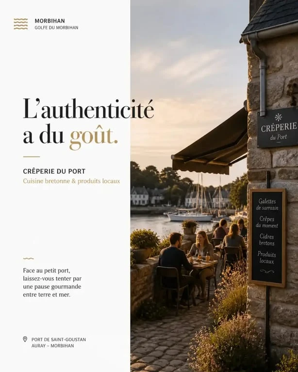 Crêperies Morbihan sur le port du Golfe avec terrasse bretonne