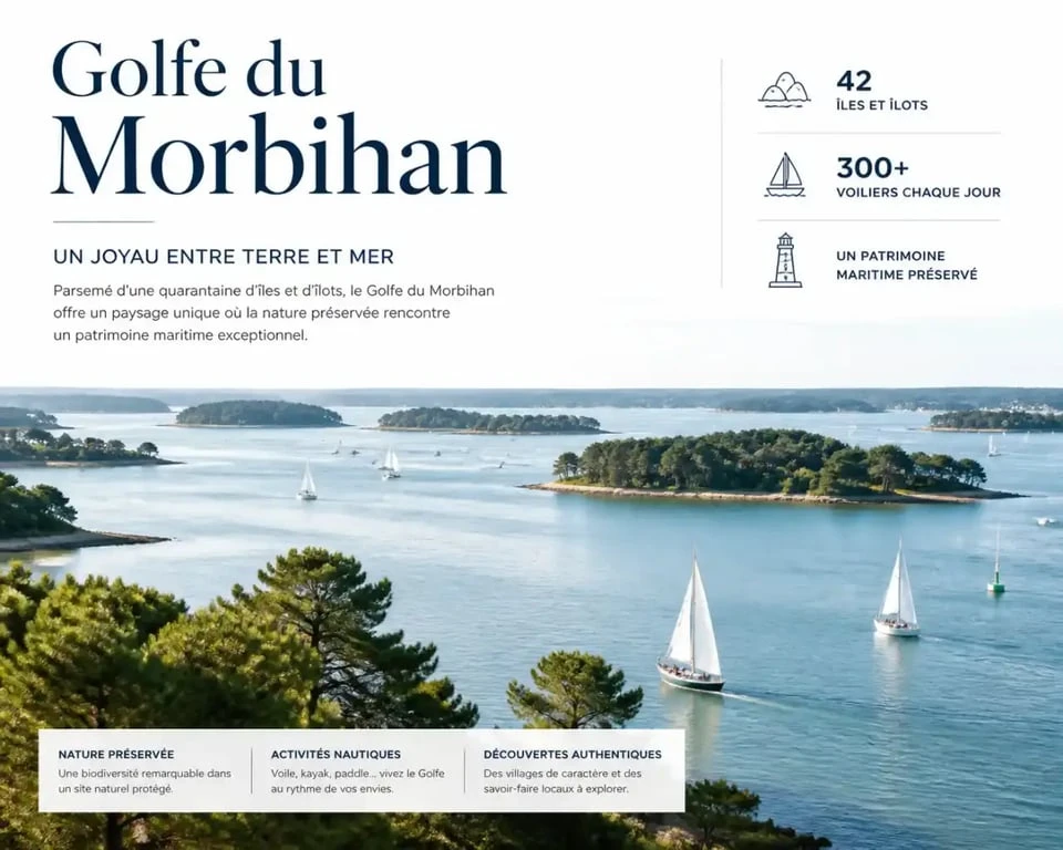Paysage côtier du Golfe du Morbihan pour vos activités aujourd'hui