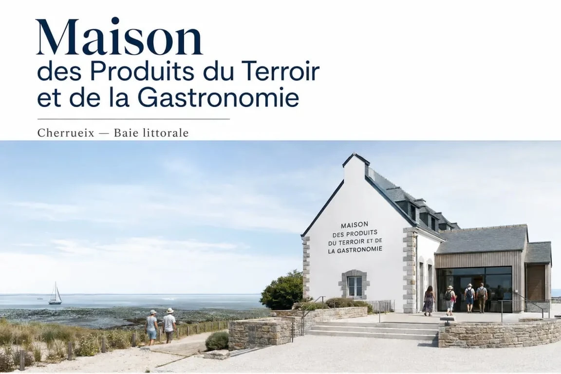Maison des produits du terroir et de la gastronomie à Cherrueix, vue extérieure du lieu dans la Baie du Mont-Saint-Michel