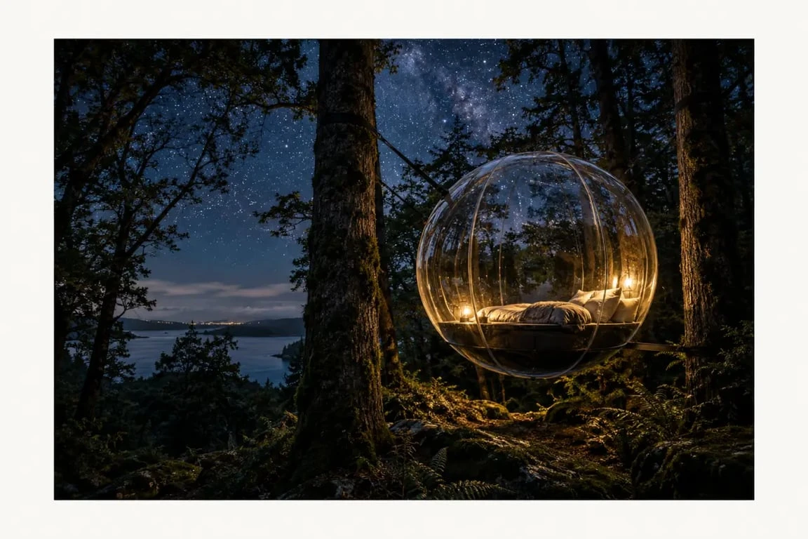 Hébergement insolite Bretagne Le Pertuis du Rofo avec visiobulle sous les étoiles