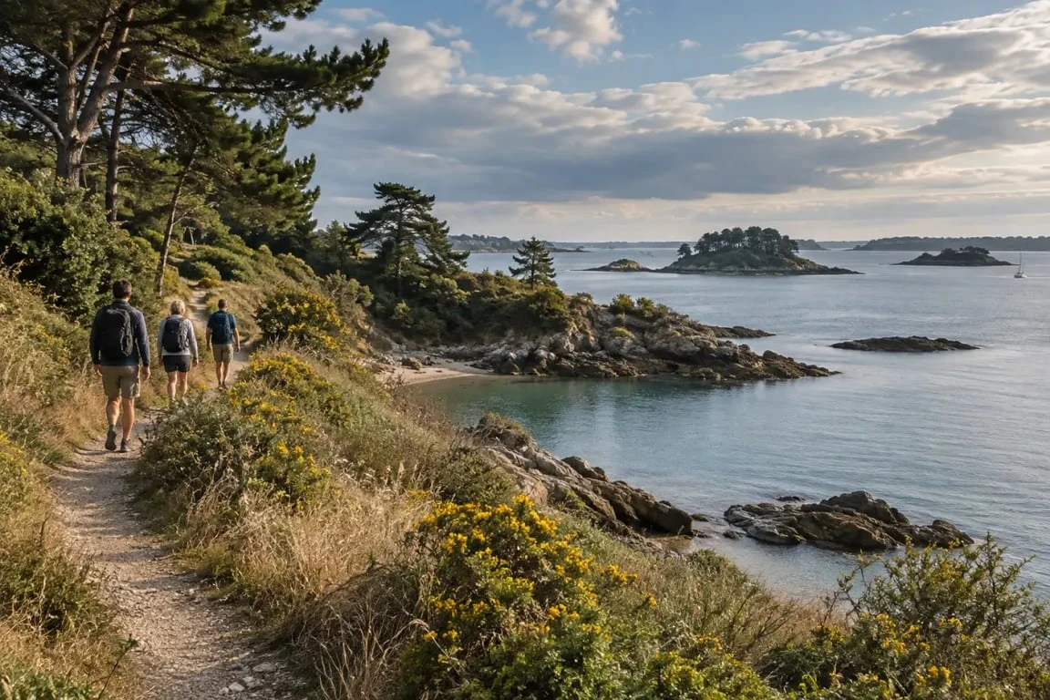 Sentier côtier de l'île aux Moines pour visiter le golfe du Morbihan