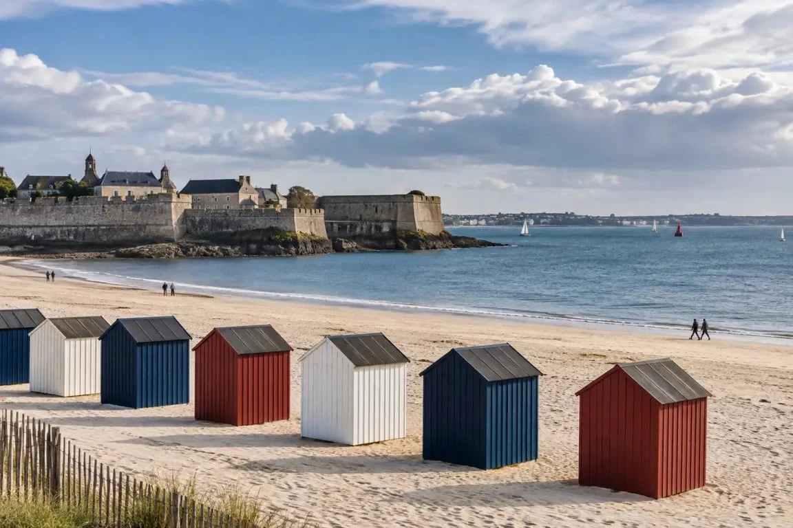 Que faire à Port-Louis dans le Morbihan : Grande Plage au pied de la citadelle