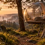 Hébergement insolite Bretagne Le Pertuis du Rofo : visiobulle sous les étoiles, clairière bretonne