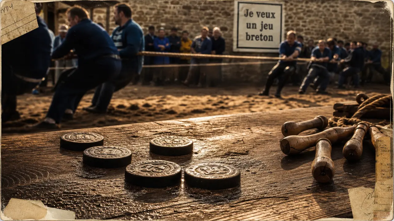 Jeu breton en Bretagne : palet, quilles et gouren sur une aire de concours