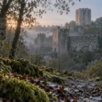 Liste des châteaux du morbihan : Largoët, château au lever du jour
