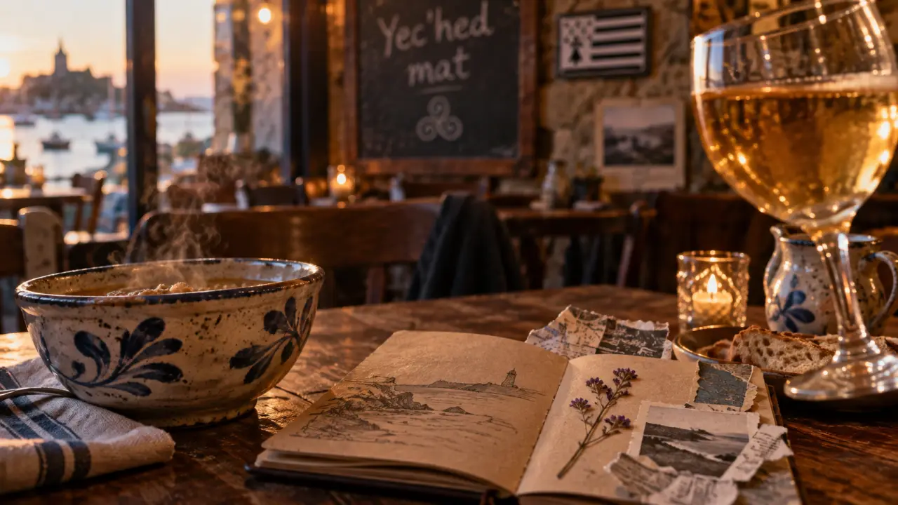 Phrase bretonne en bistrot breton, ardoise « Yec’hed mat »