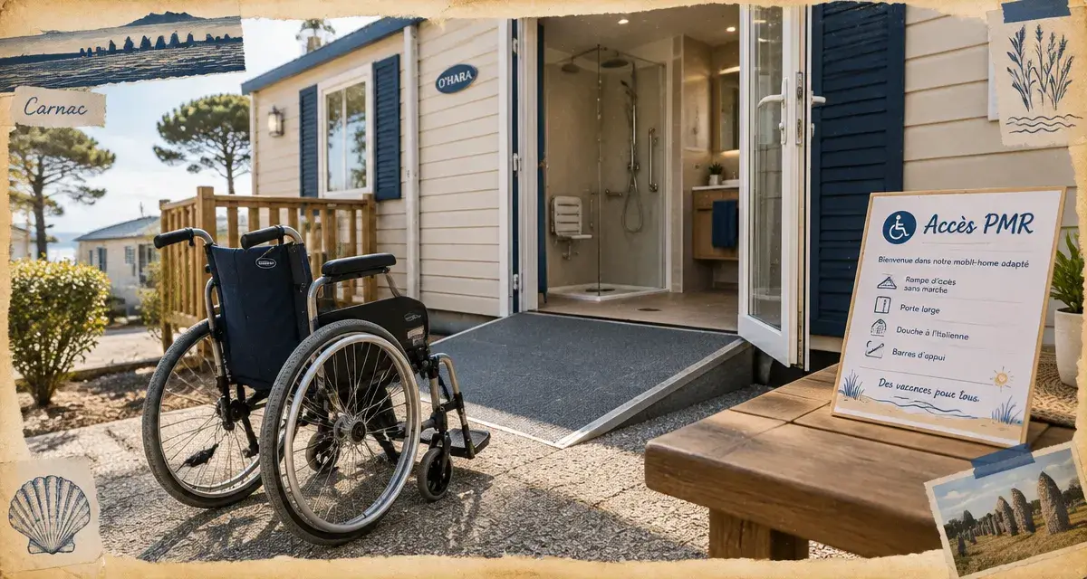 Mobil-home PMR à Carnac Morbihan : accès et douche à l’italienne