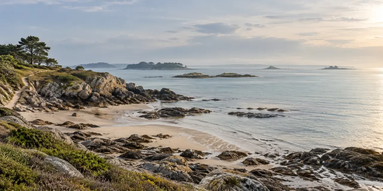Plages secrètes du Morbihan dans une petite anse rocheuse du Golfe du Morbihan