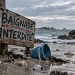 Plages interdites morbihan : panneau baignade interdite près de la plage non surveillée
