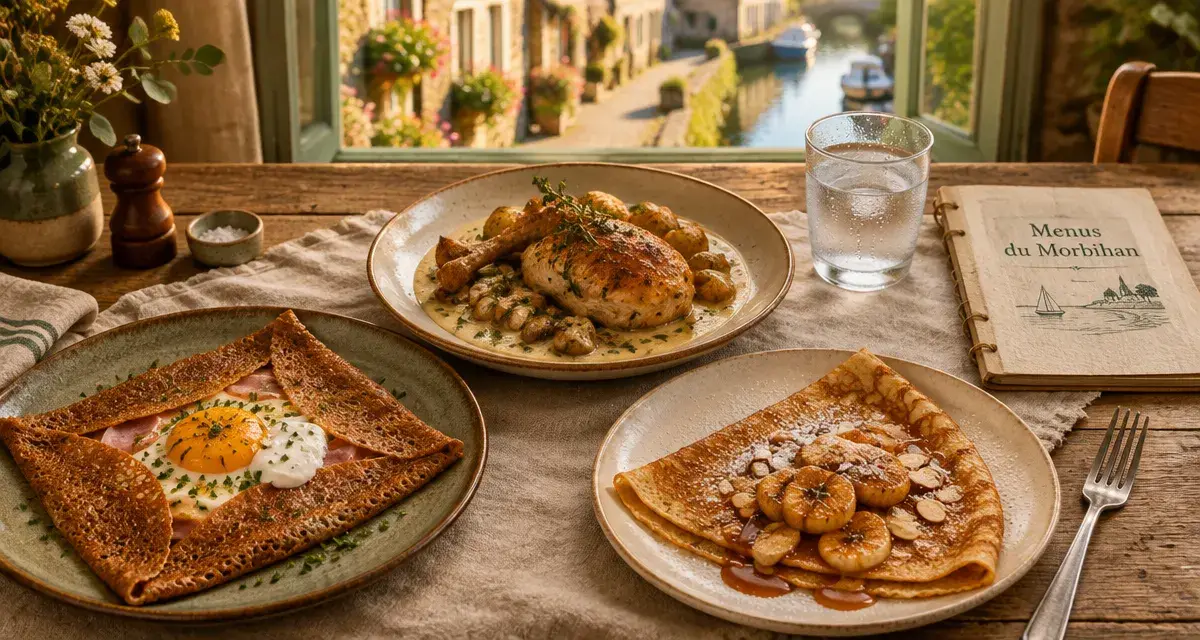 Restaurants josselin morbihan : trois assiettes de cuisine bretonne et française